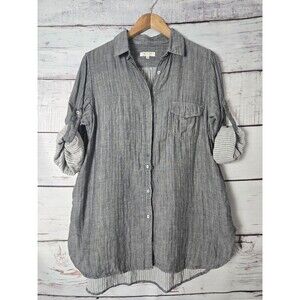 Rag & Bone Womens Shirt Size 4 Gray Long Sleeve Button Down Pockets Roll Tab